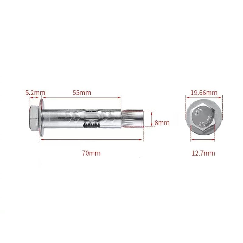 5Pcs M8*70mm Expansion Screw Bolts Stainless Steel Anchor Bolts for Wall